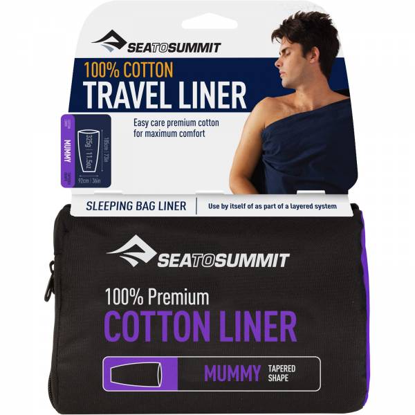 Sea to Summit Premium Cotton Travel Liner Mummy - Inlett navy blue - Bild 1