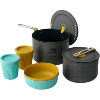 Vorschau: Sea to Summit Frontier UL Two Pot Cook Set - 2L+ 3L Pot + 2 Medium Bowls + 2 Cups blue-yellow - Bild 1