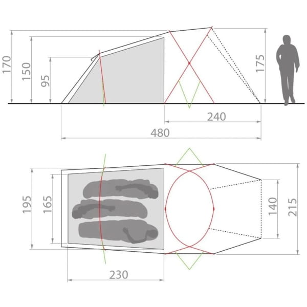 VAUDE Allround Chapel XT 3P - Drei Personen Zelt agave - Bild 2