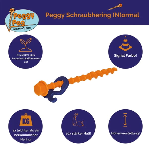 Peggy Peg Schraubhering Normal 20 cm mit Haken - Heringe 12er Set - Bild 7 Peggy Peg Schraubhering Normal 20 cm mit Haken - Heringe 12er Set - Bild 7